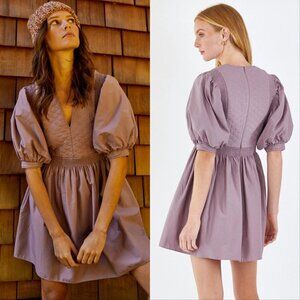 Hunter Bell Dixon Mini Dress Garden Shadow Purple Feminine Whimsy Cottage M‎ B30